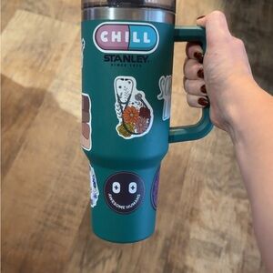 Stanley Green Tumbler with Decorative Stickers
